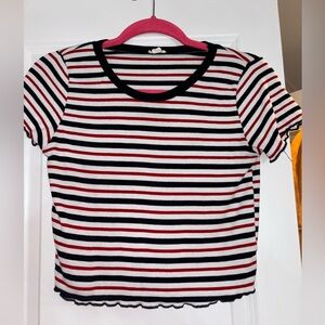 Red, white and blue stripped crop top from garage.